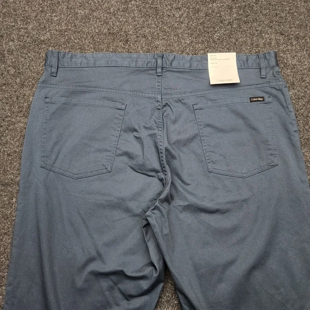 Calvin Klein Mens 38x32 Blue Slim Fit Tapered Leg‎ Chino Pants 